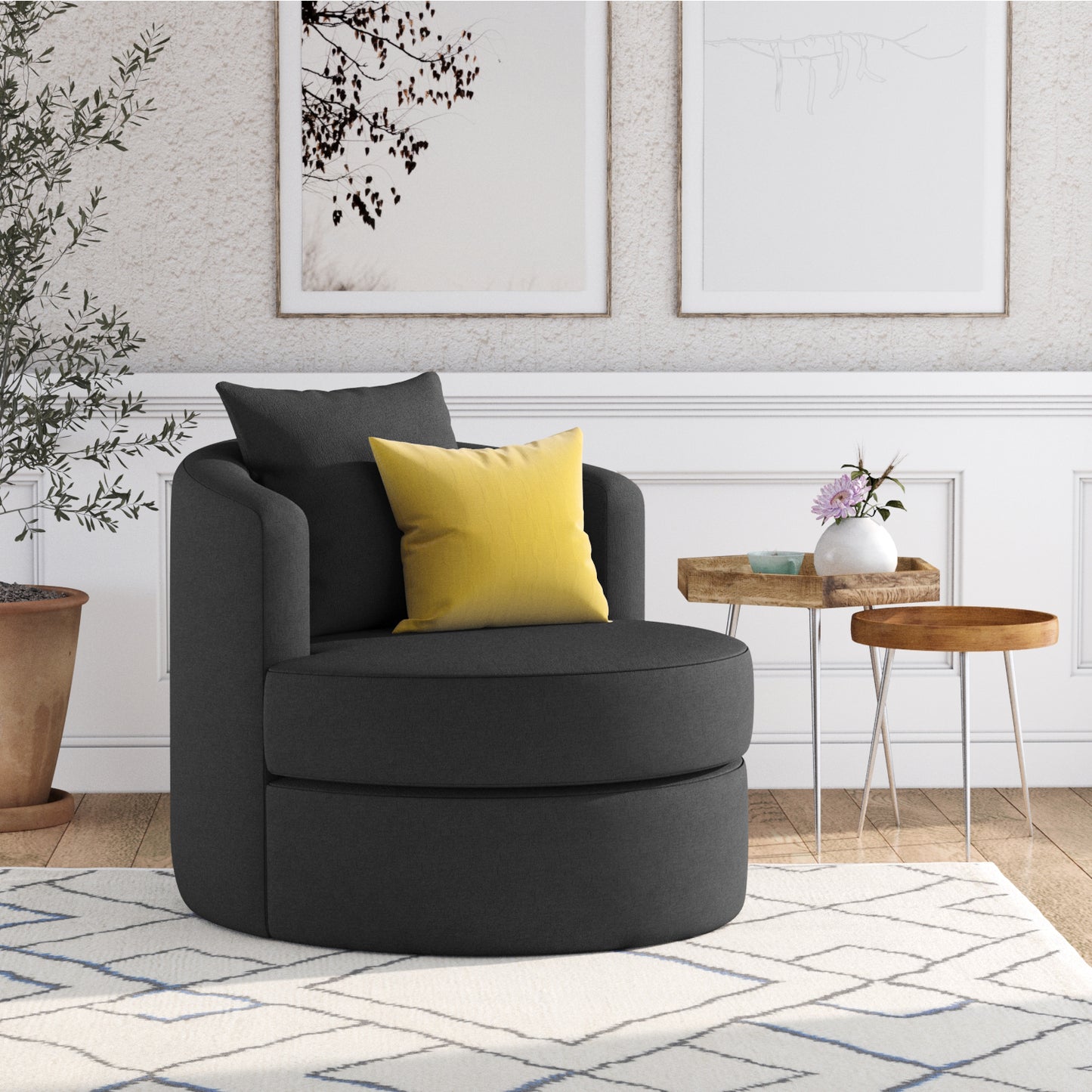 Arcadia Pewter Black Radius Chair