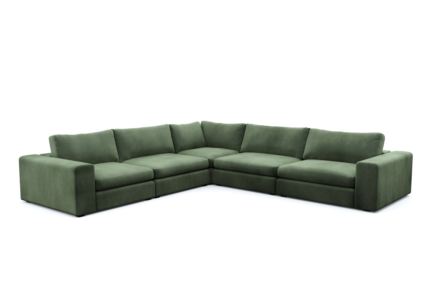 Juniper Green Corduroy 5 Seat Corner Sectional