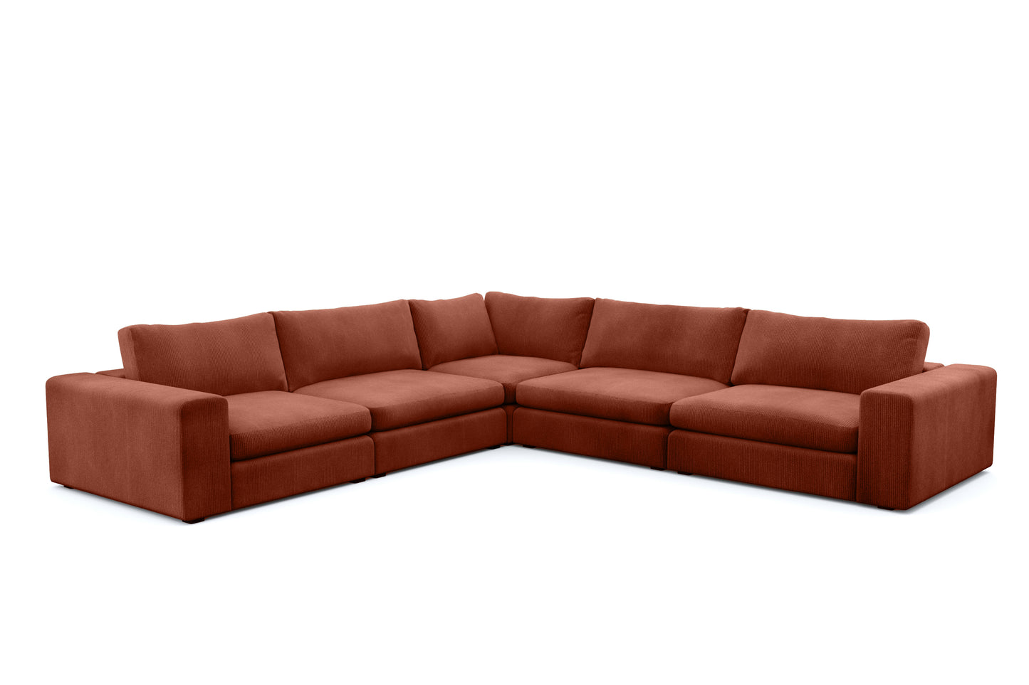 Juniper Green Corduroy 5 Seat Corner Sectional