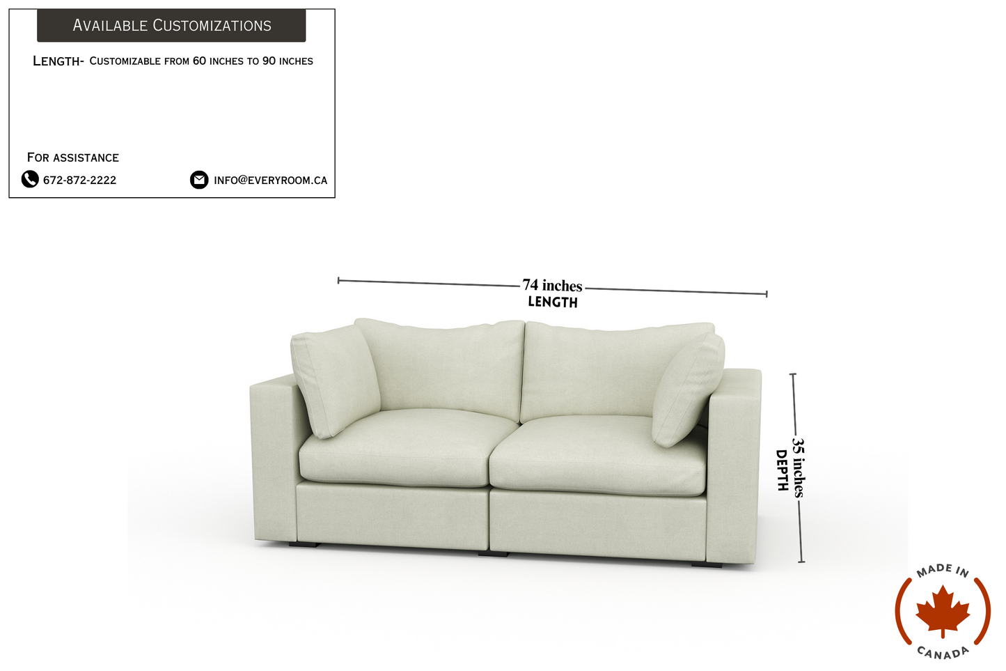 Canapé Bennet Pearl Cream 62"