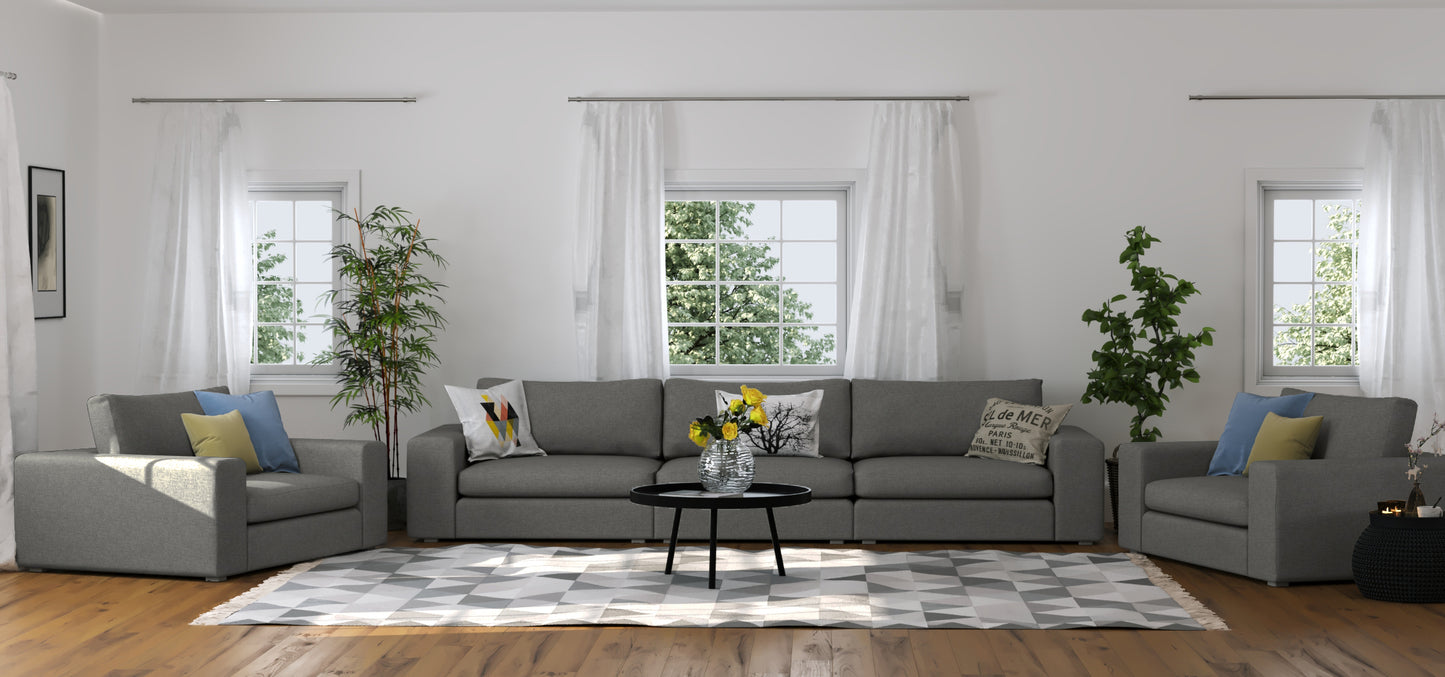 Titan Silver Grey Sofa & 2 Grand Chairs