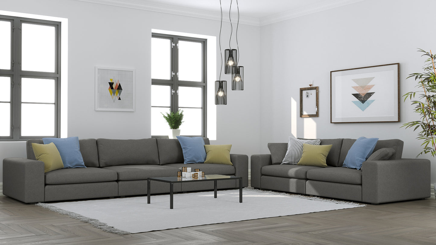 Titan Silver Grey Grand Sofa & 80" Love Seat