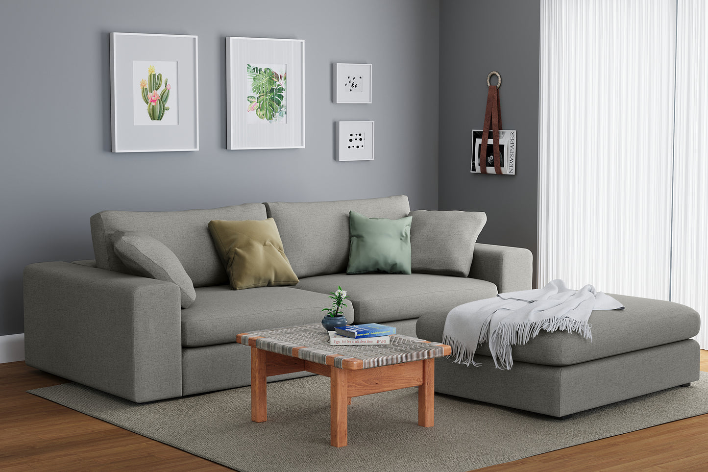 Titan Silver Grey 80" Sofa & Ottoman