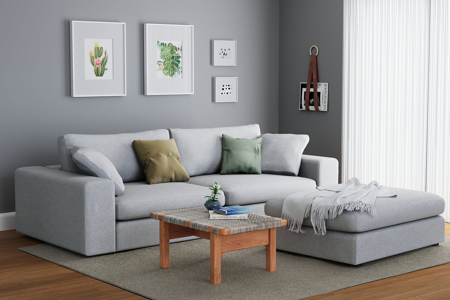 Titan Libby Grey 80" Sofa & Ottoman