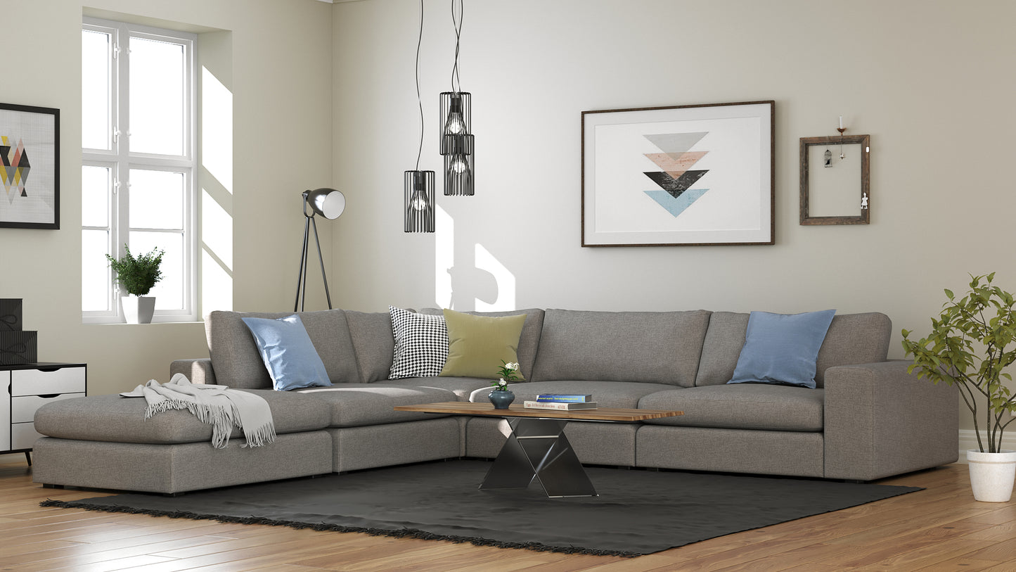 Titan Corner Armless Sectional With Ottoman 4 Seater