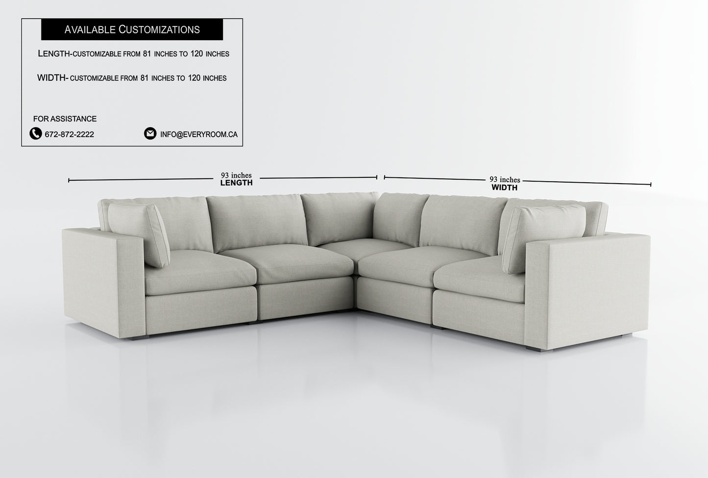 Bennet Pearl Cream 5 Seat L Shape Sectional