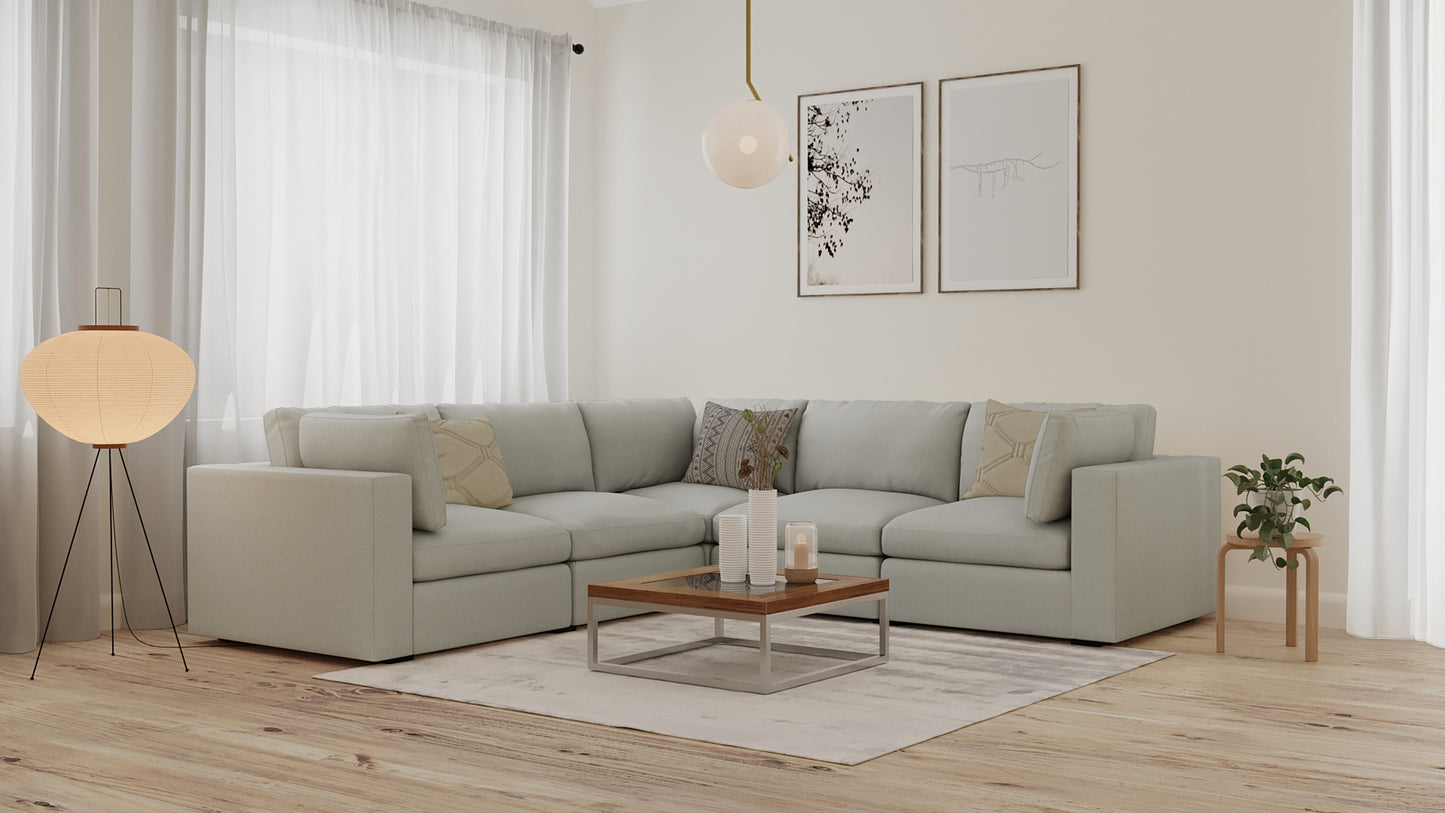 Bennet Pearl Cream 5 Seat L Shape Sectional