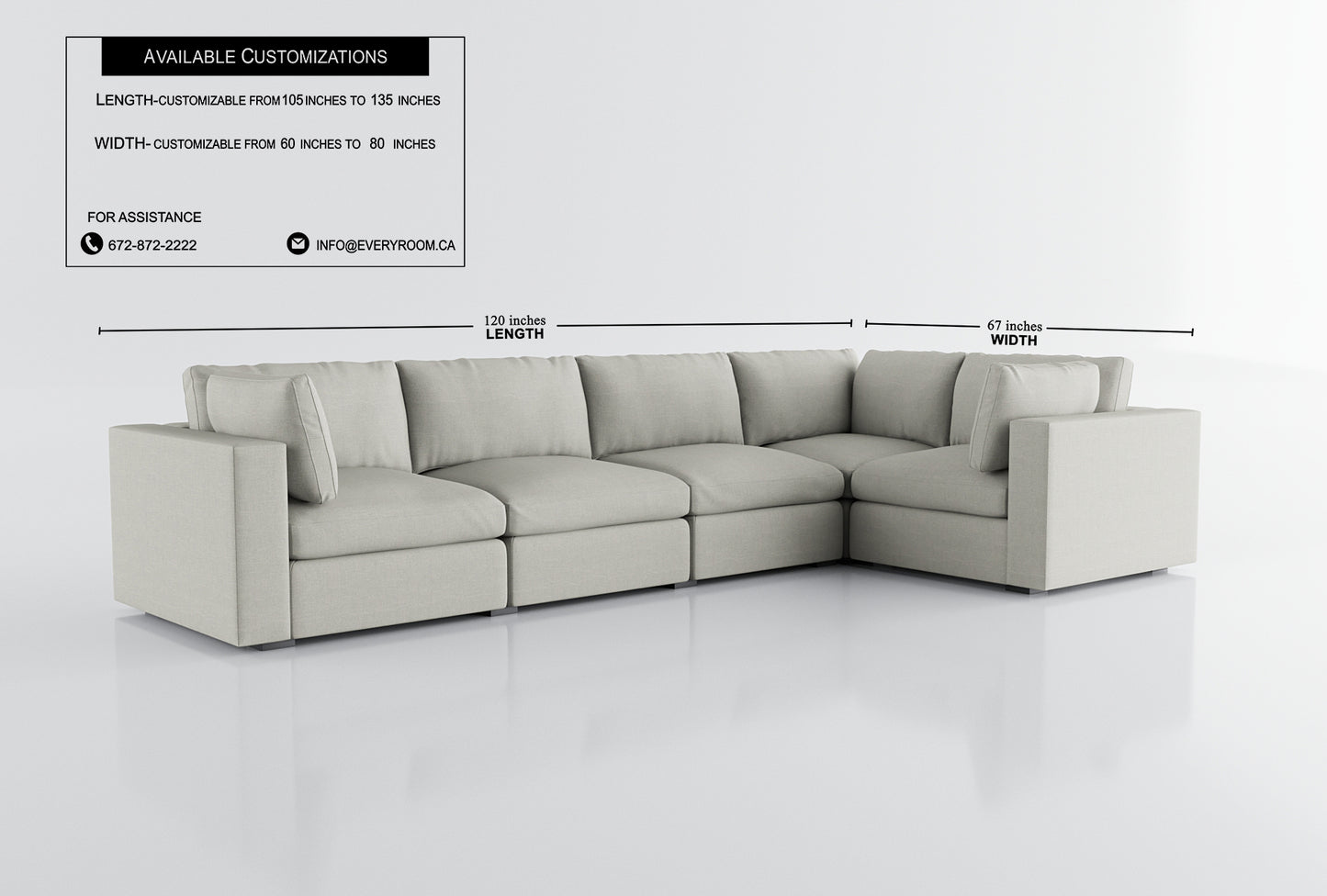 Bennet Pearl Cream 5 Seat Corner Sectional