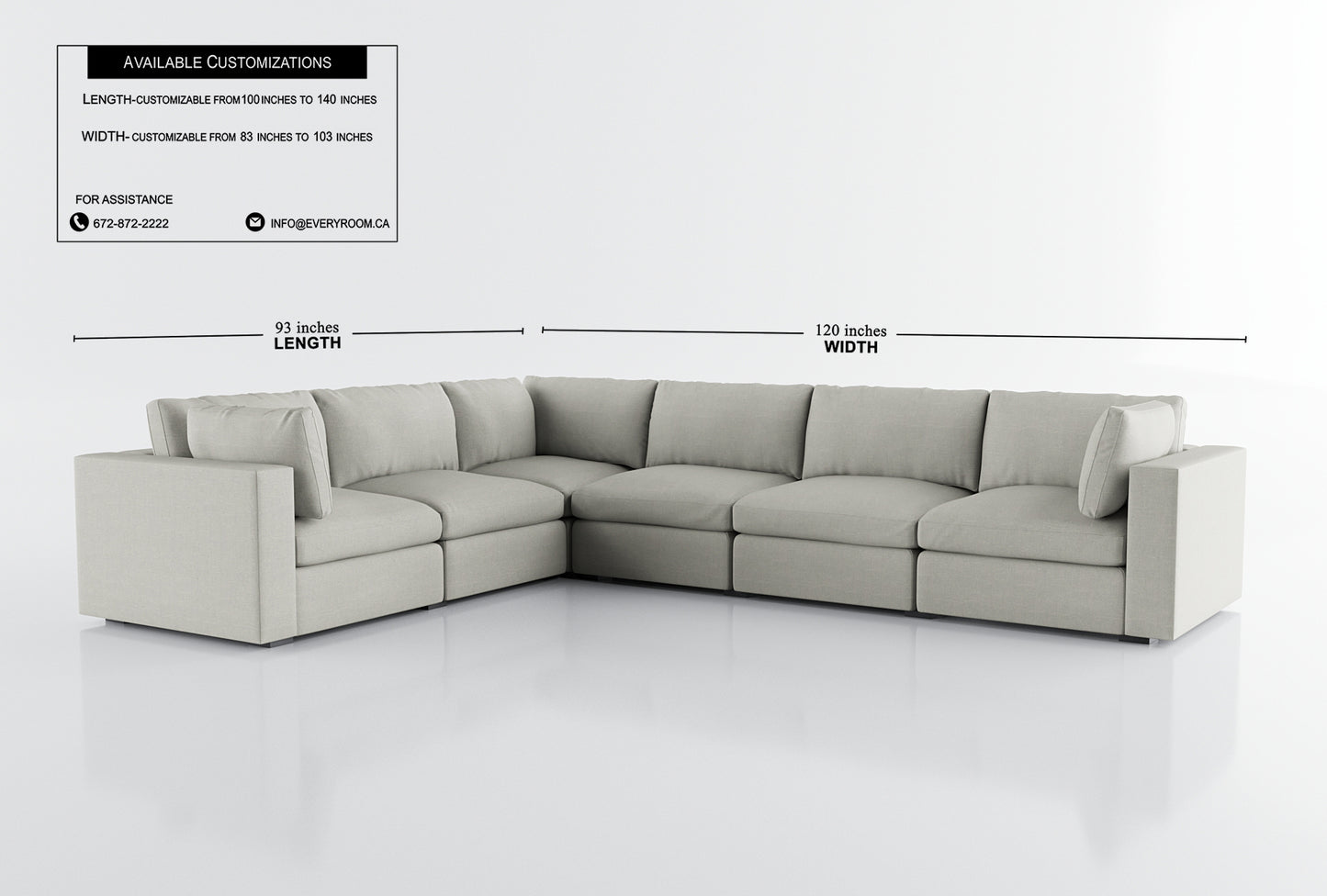 Bennet Pearl Cream 6 Seat Corner Sectional