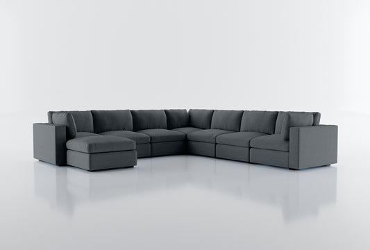 Bennet Pewter Grey 7 Seat Corner Sectional