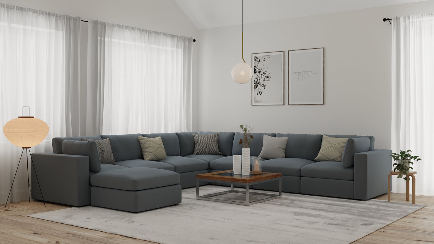 Bennet Pewter Grey 7 Seat Corner Sectional