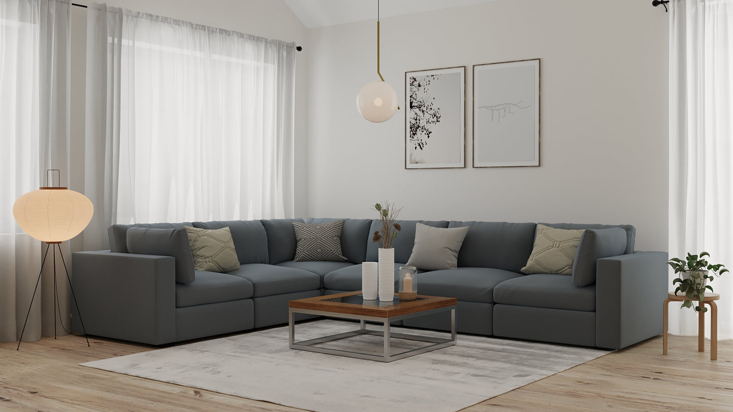 Bennet Pewter Grey 6 Seat Corner Sectional