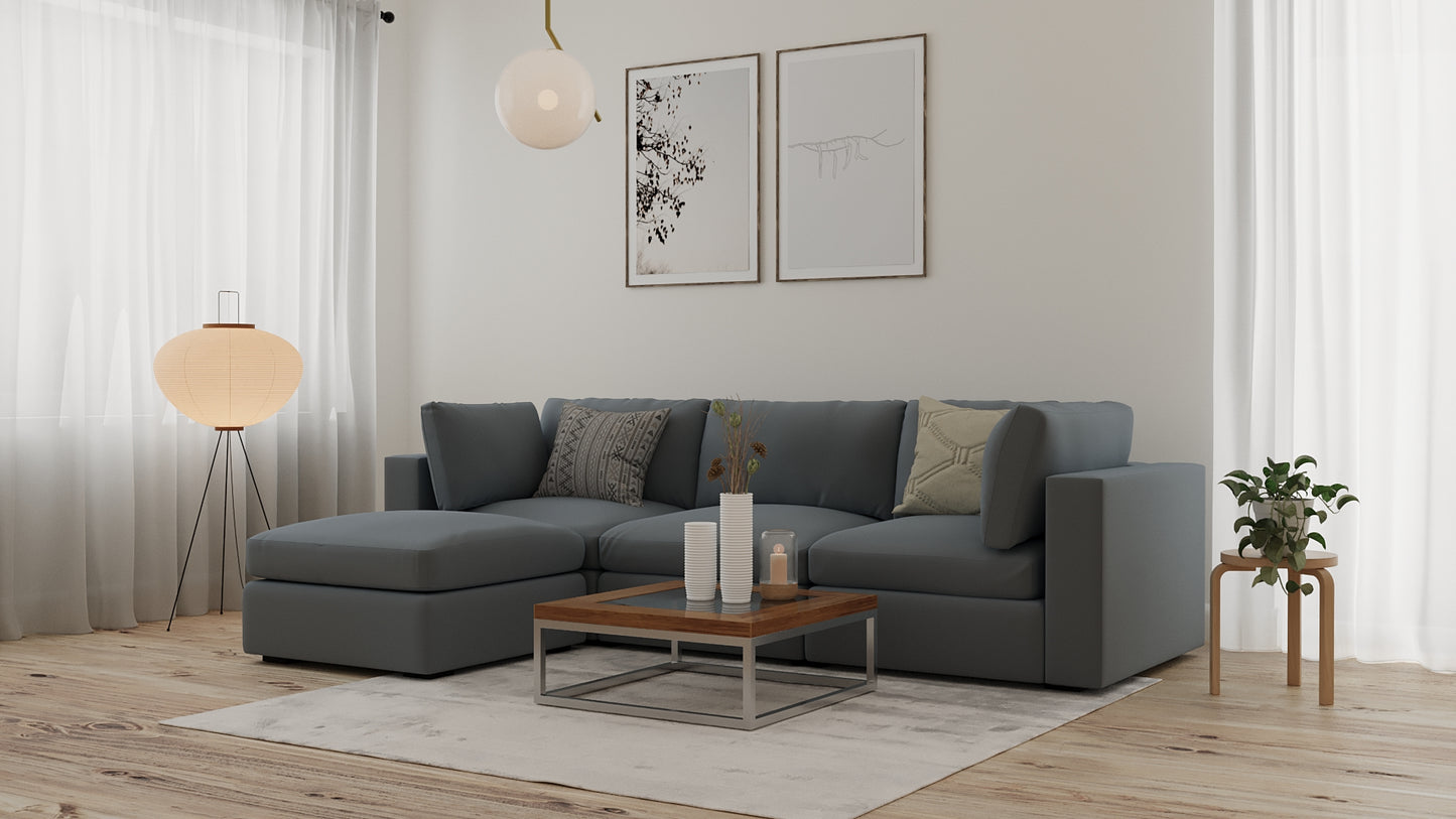 Bennet Pewter Grey Sofa & Ottoman