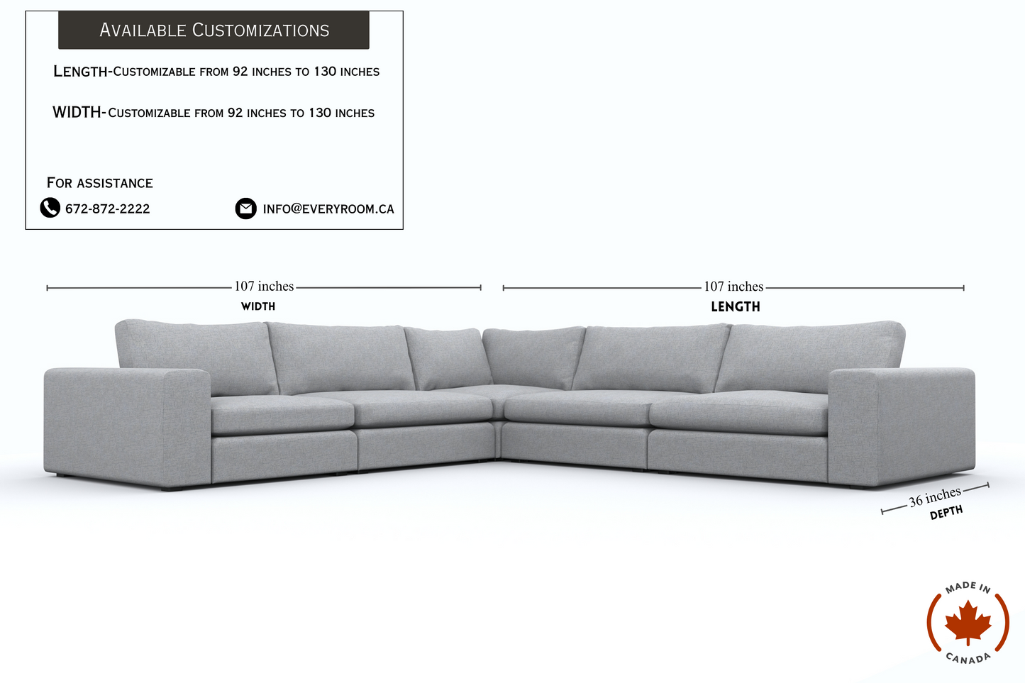 Titan Silver Grey Corner Sectional 5 Seater