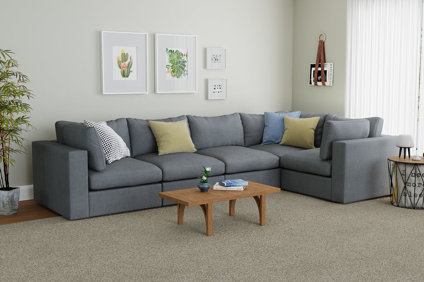 Bennet Pewter Grey 5 Seat Corner Sectional