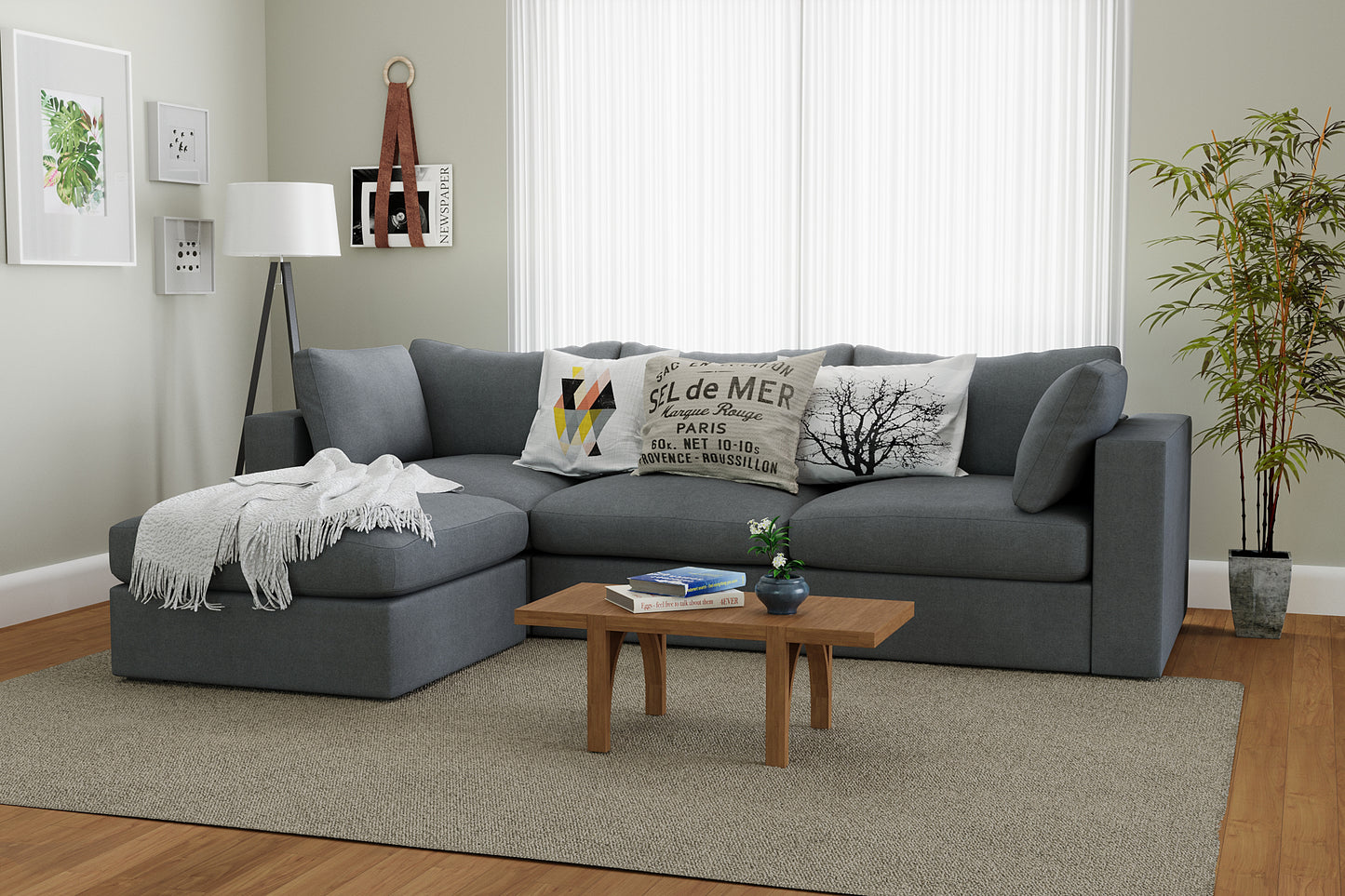 Bennet Pewter Grey Sofa & Ottoman