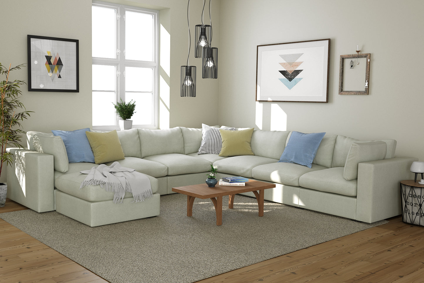 Bennet Pearl Cream 7 Seat Corner Sectional