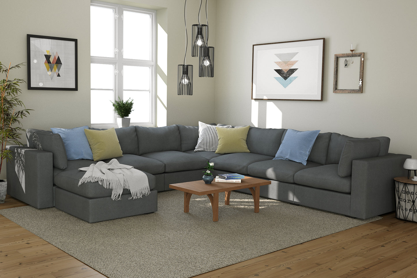 Bennet Pewter Grey 7 Seat Corner Sectional