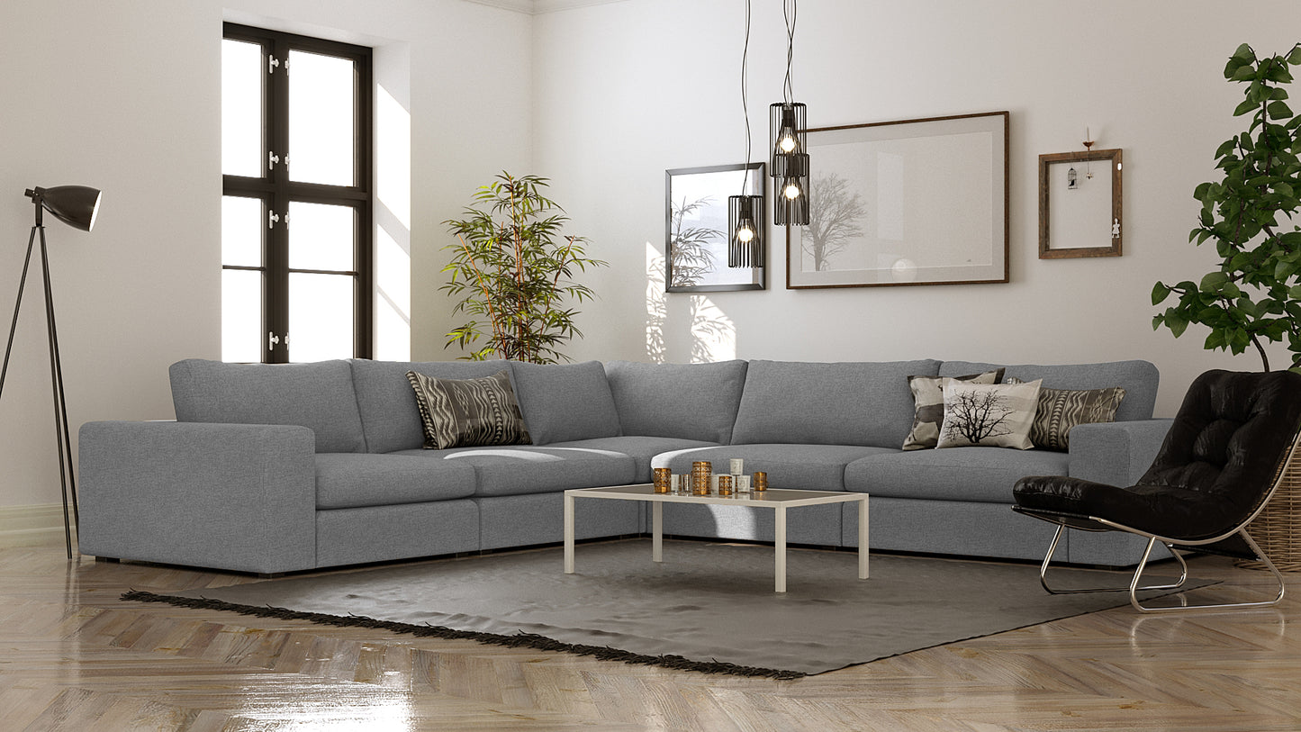 Titan Silver Grey Corner Sectional 5 Seater