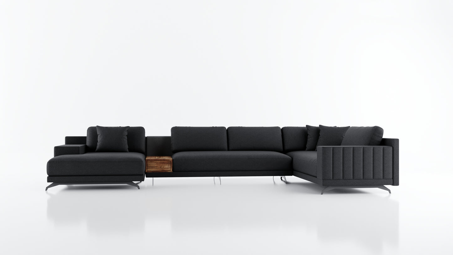 Elite Comfort Pewter Black Sectional