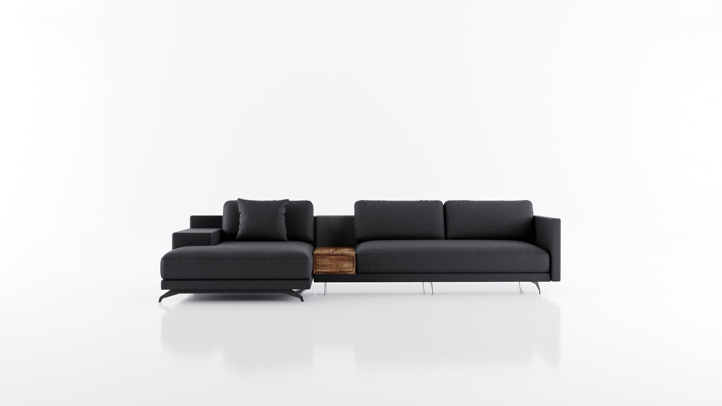 Elite Comfort Pewter Black Sectional