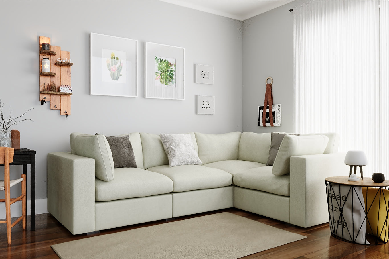 Bennet Pearl Cream 4 Seat Corner Sectional