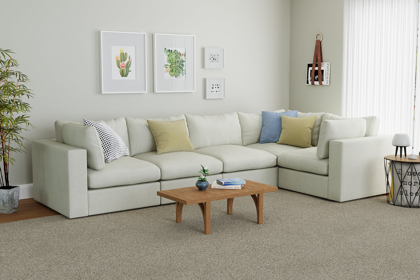 Bennet Amber Beige 5 Seat Corner Sectional