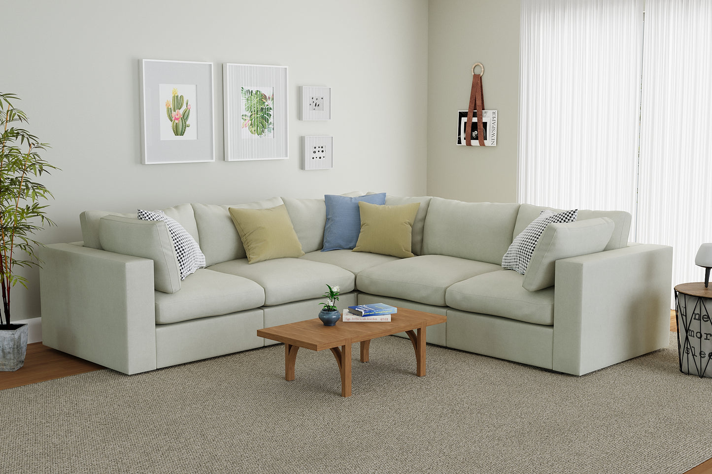 Bennet Pearl Cream 5 Seat L Shape Sectional