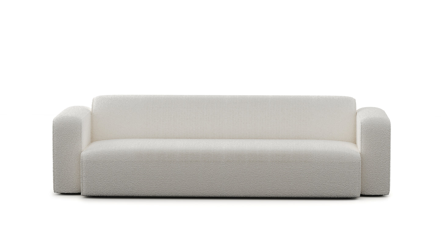 Luna Boucle White Long Seat Sofa