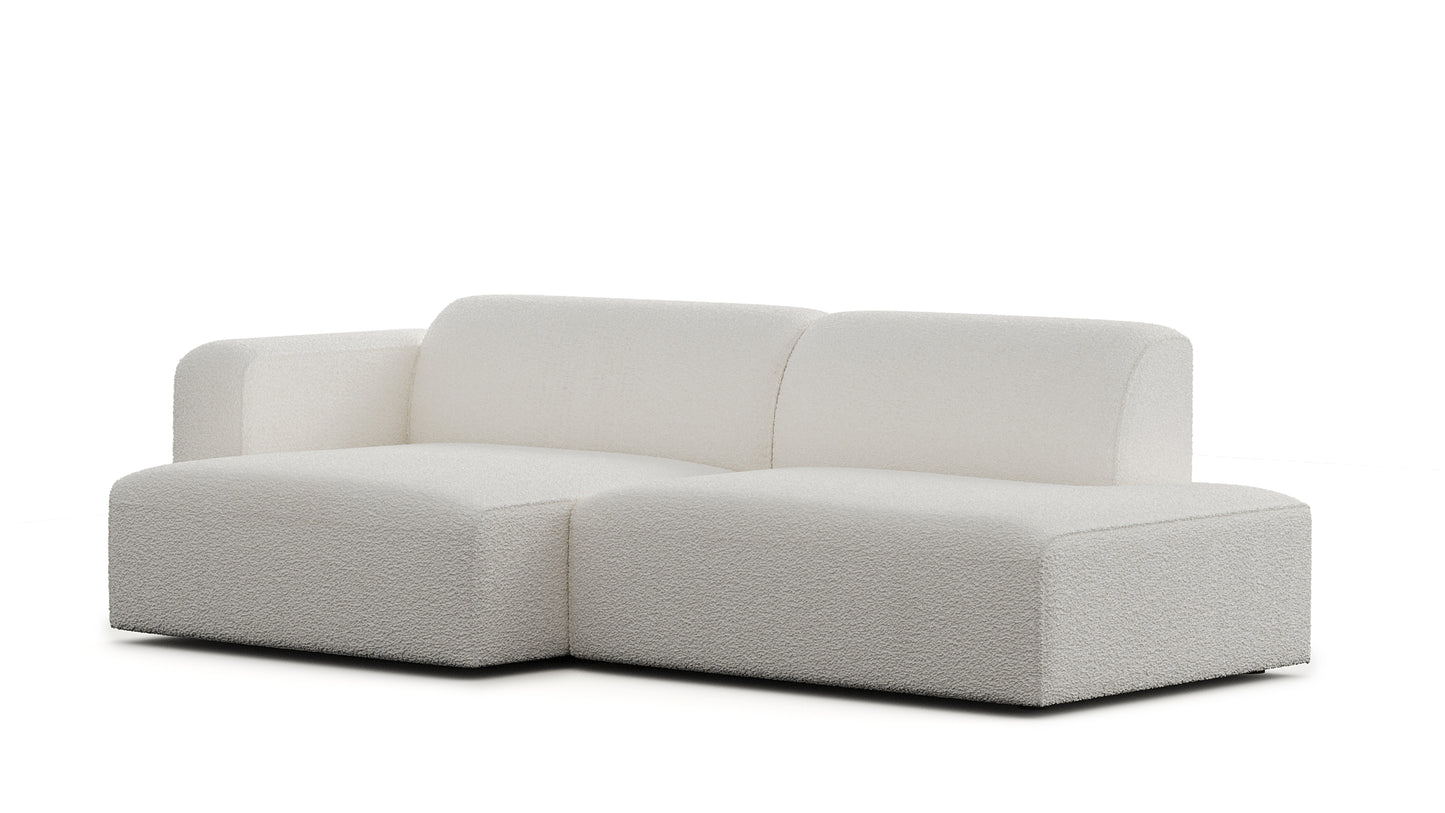 Luna Boucle White Curve Loveseat