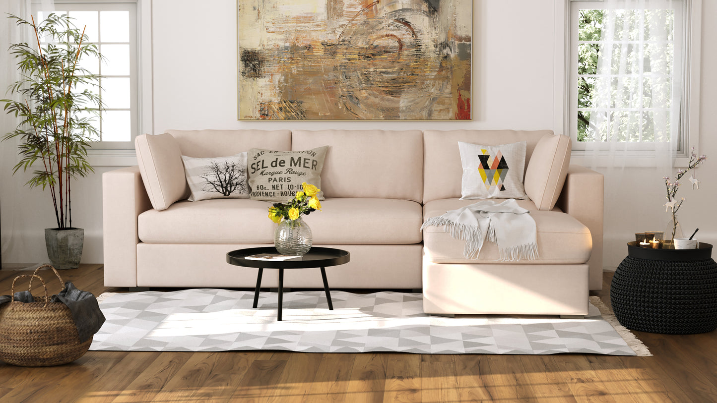 Bennet Amber Beige Sofa & Ottoman