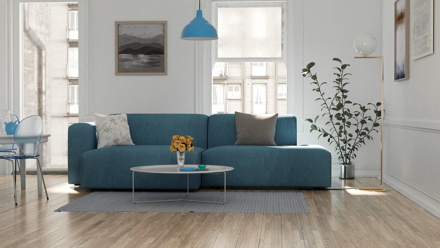 Luna Blue Curve Loveseat