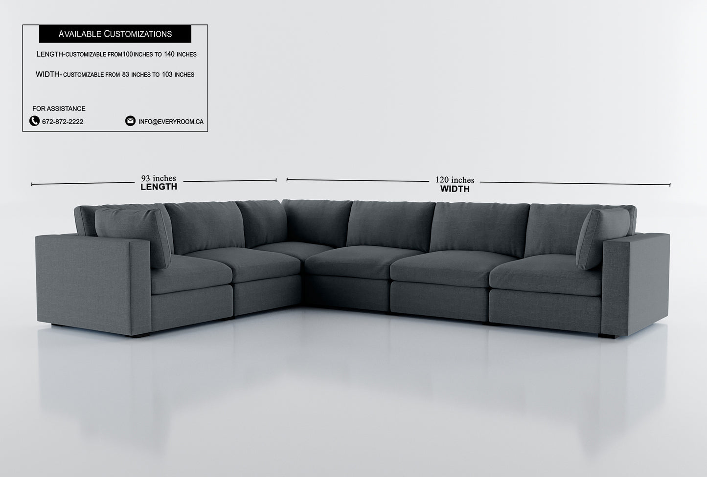 Bennet Pewter Grey 6 Seat Corner Sectional