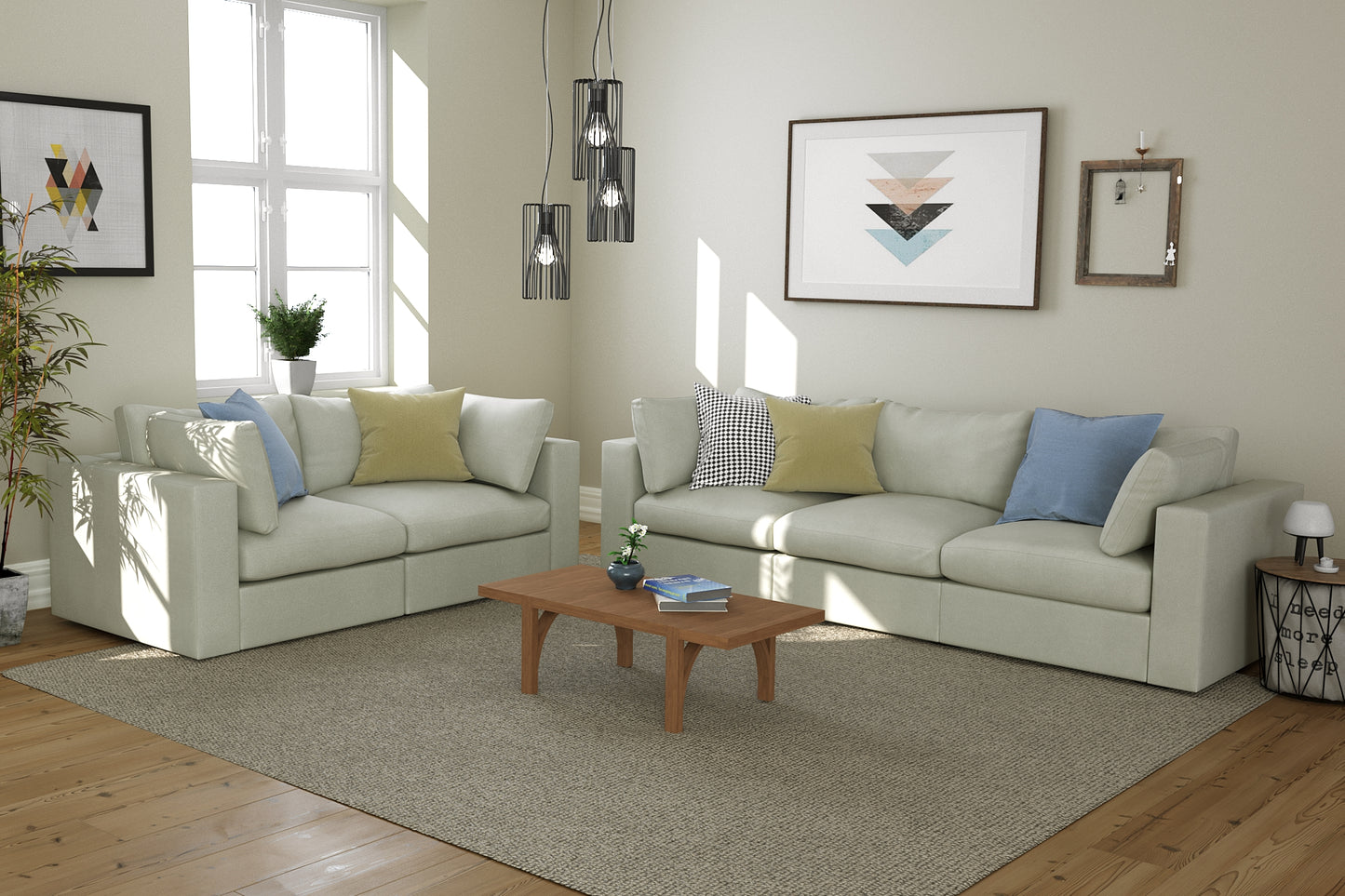 Bennet Pearl Cream Sofa & 62" Love Seat