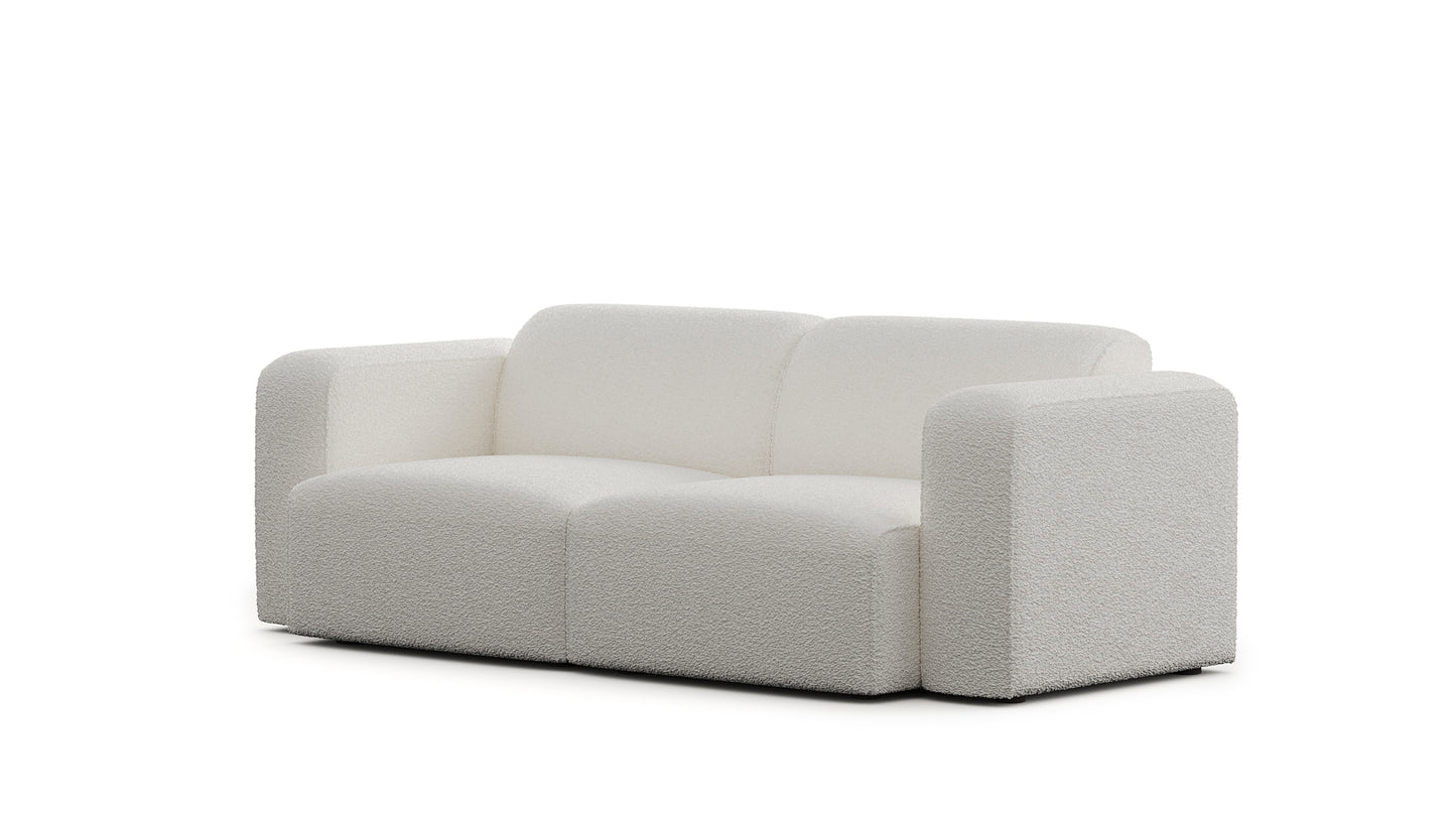 Luna Boucle White Loveseat