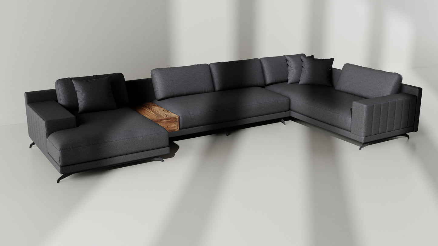 Elite Comfort Pewter Black Sectional