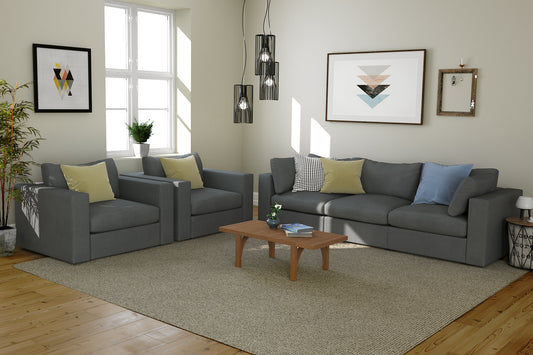 Bennet Pewter Grey 3 Seat Sofa & 2 Chairs