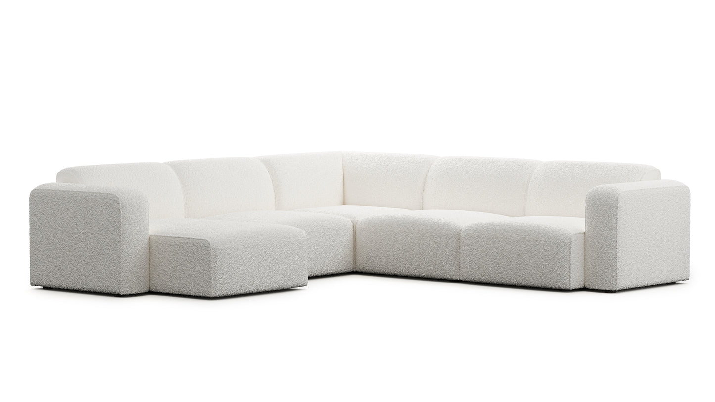 Luna Boucle White Left Chaise Sectional