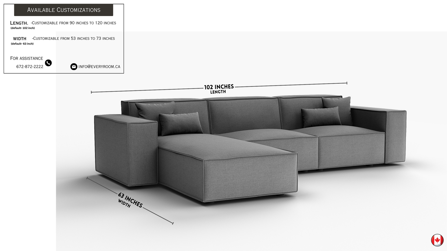 Cascade Pewter Grey Chaise Sectional