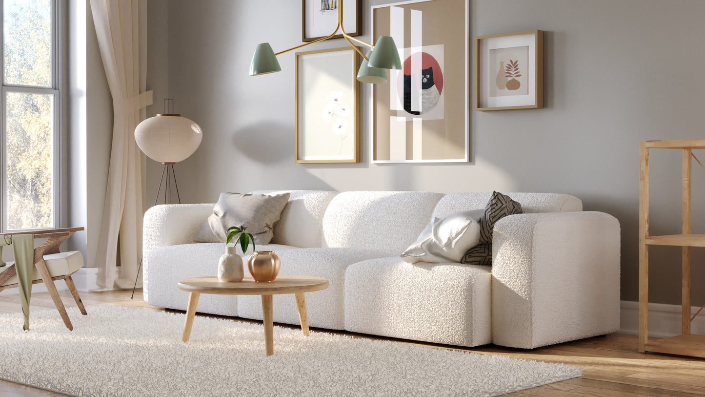 Luna Boucle White Sofa