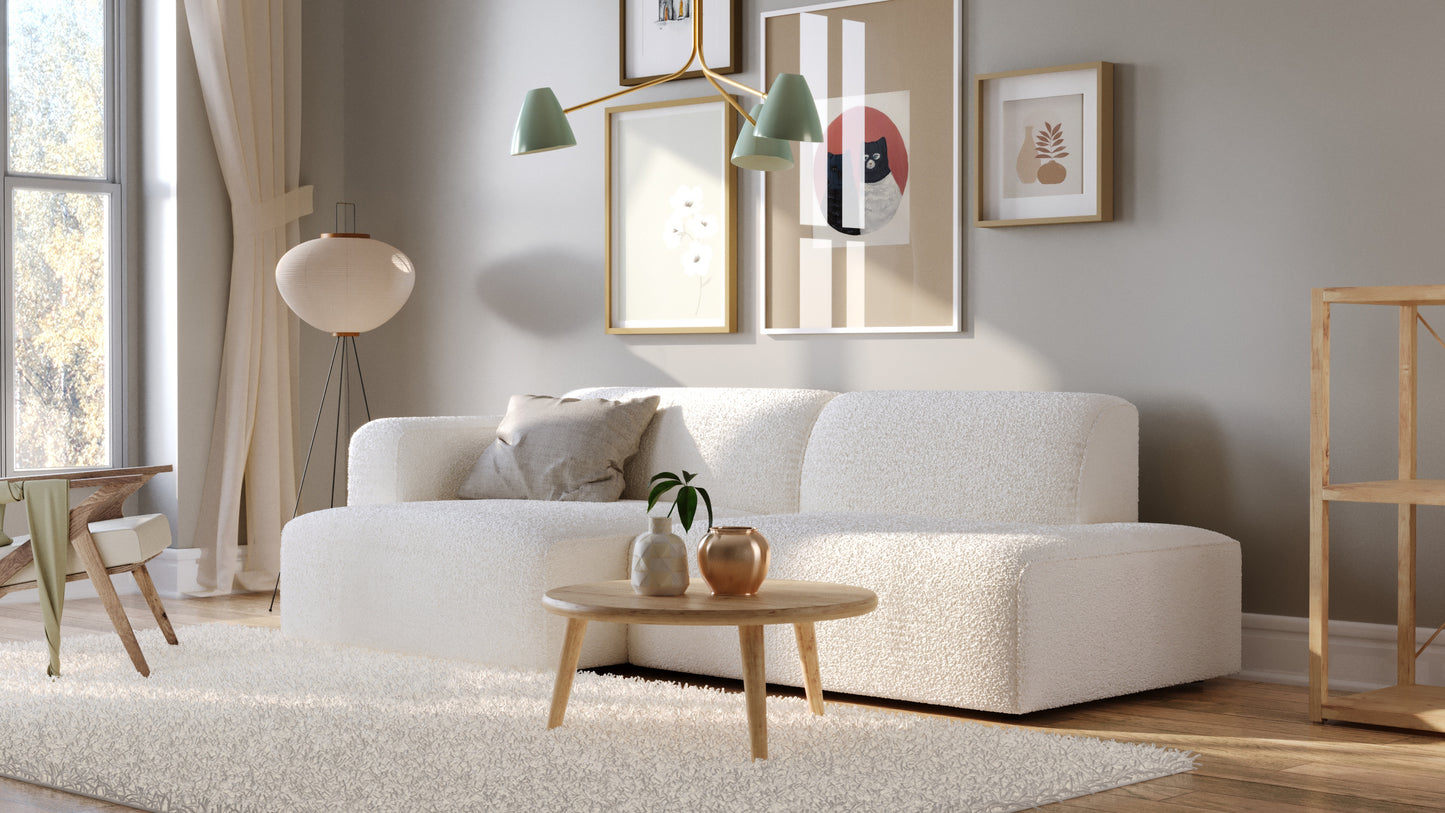 Luna Boucle White Curve Loveseat