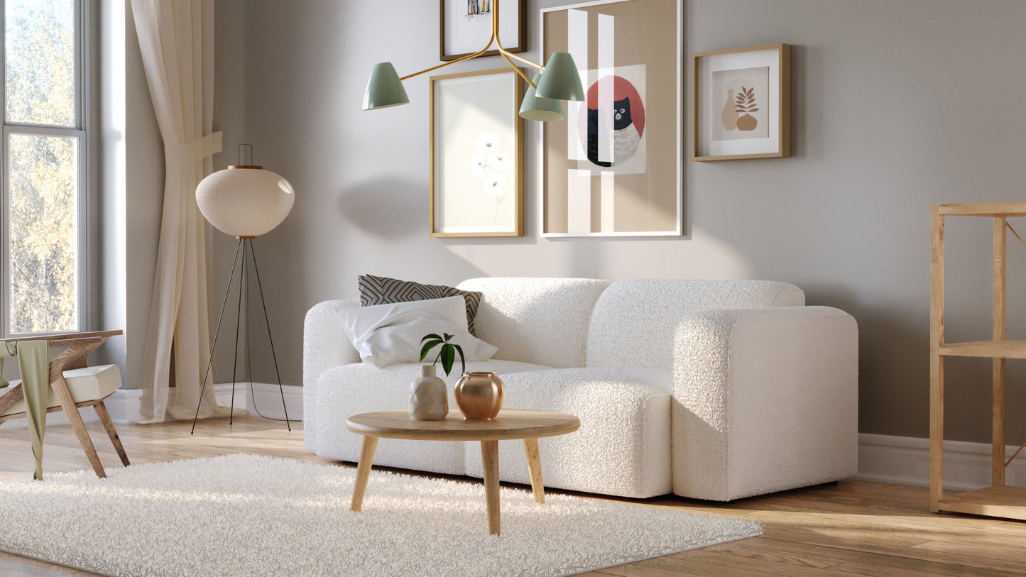 Luna Boucle White Loveseat