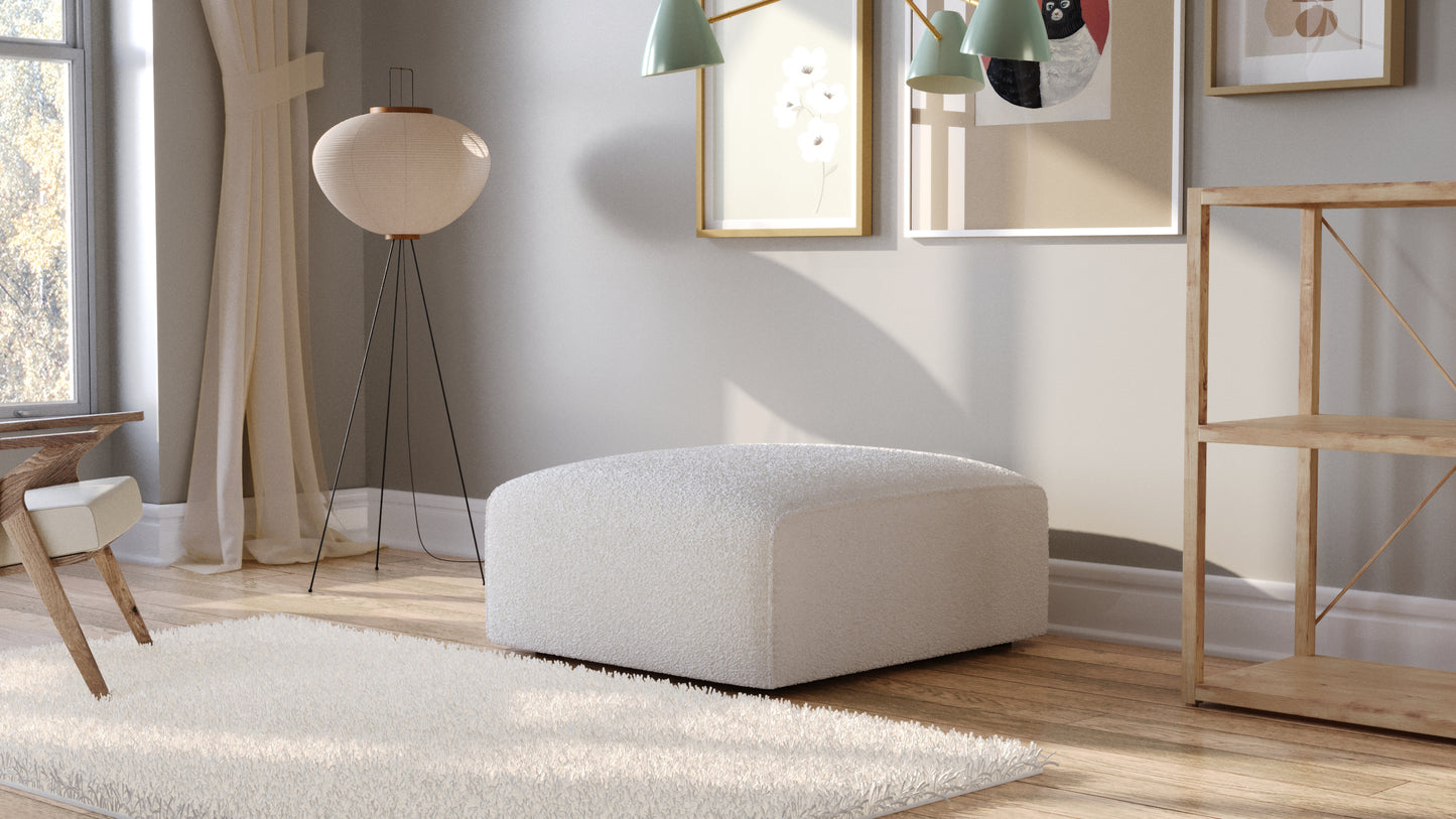 Luna Boucle White Ottoman