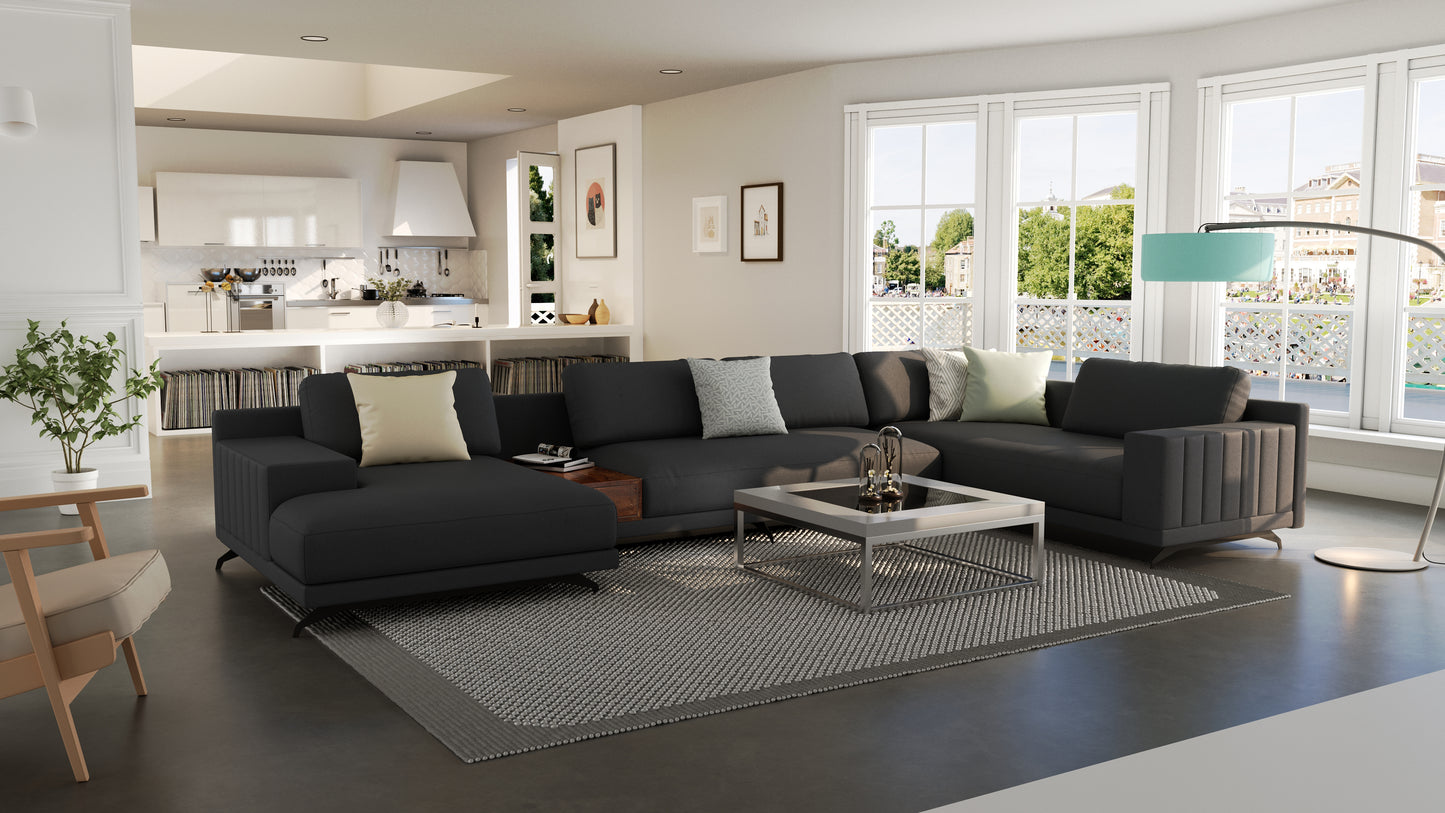 Elite Comfort Pewter Black Sectional