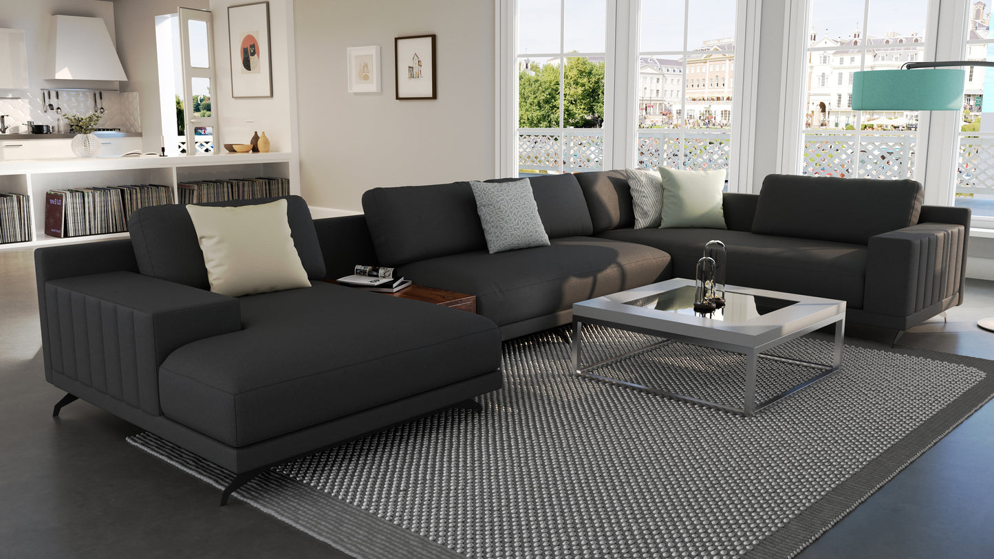 Elite Comfort Pewter Black Sectional