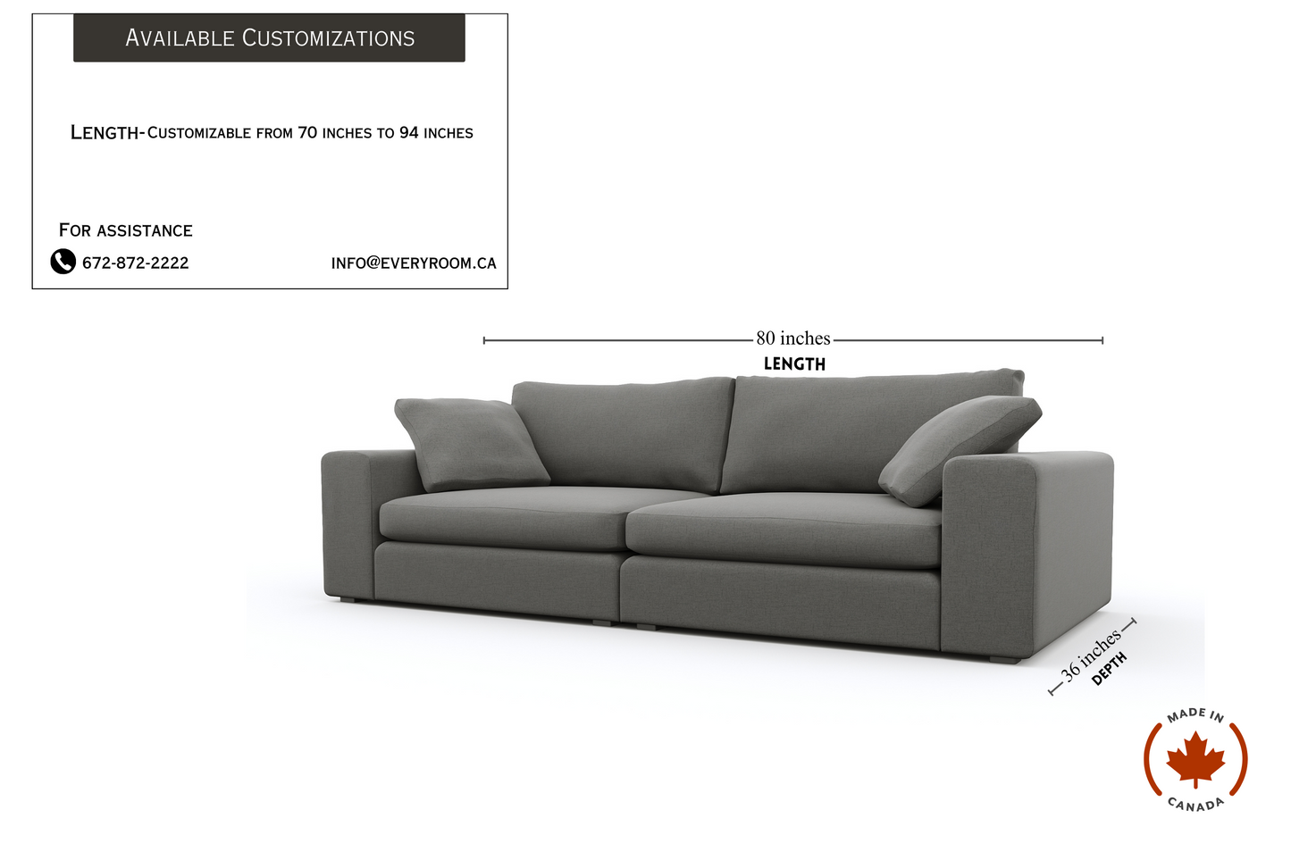 Titan 80" Libby Grey Sofa