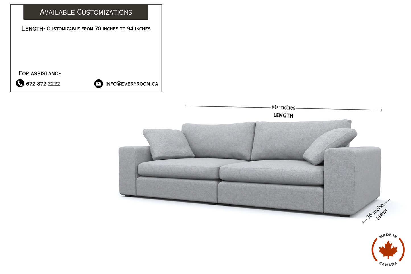 Titan Silver Grey 80" Sofa & Chair