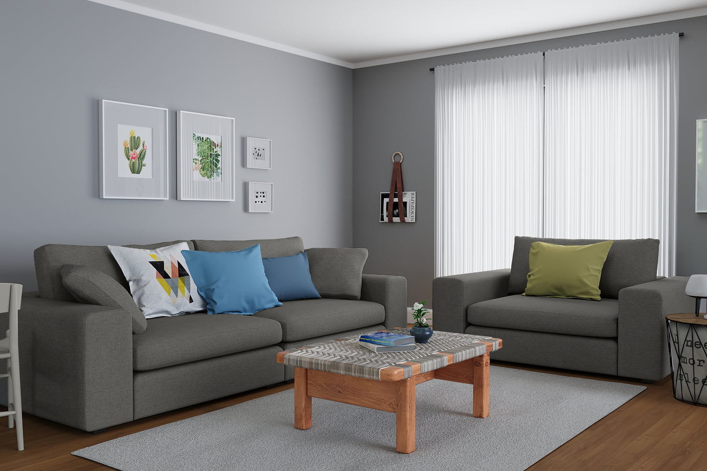 Titan Libby Grey 80" Sofa & Chair