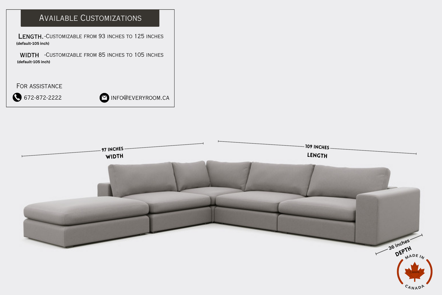 Titan Corner Armless Sectional With Ottoman 4 Seater