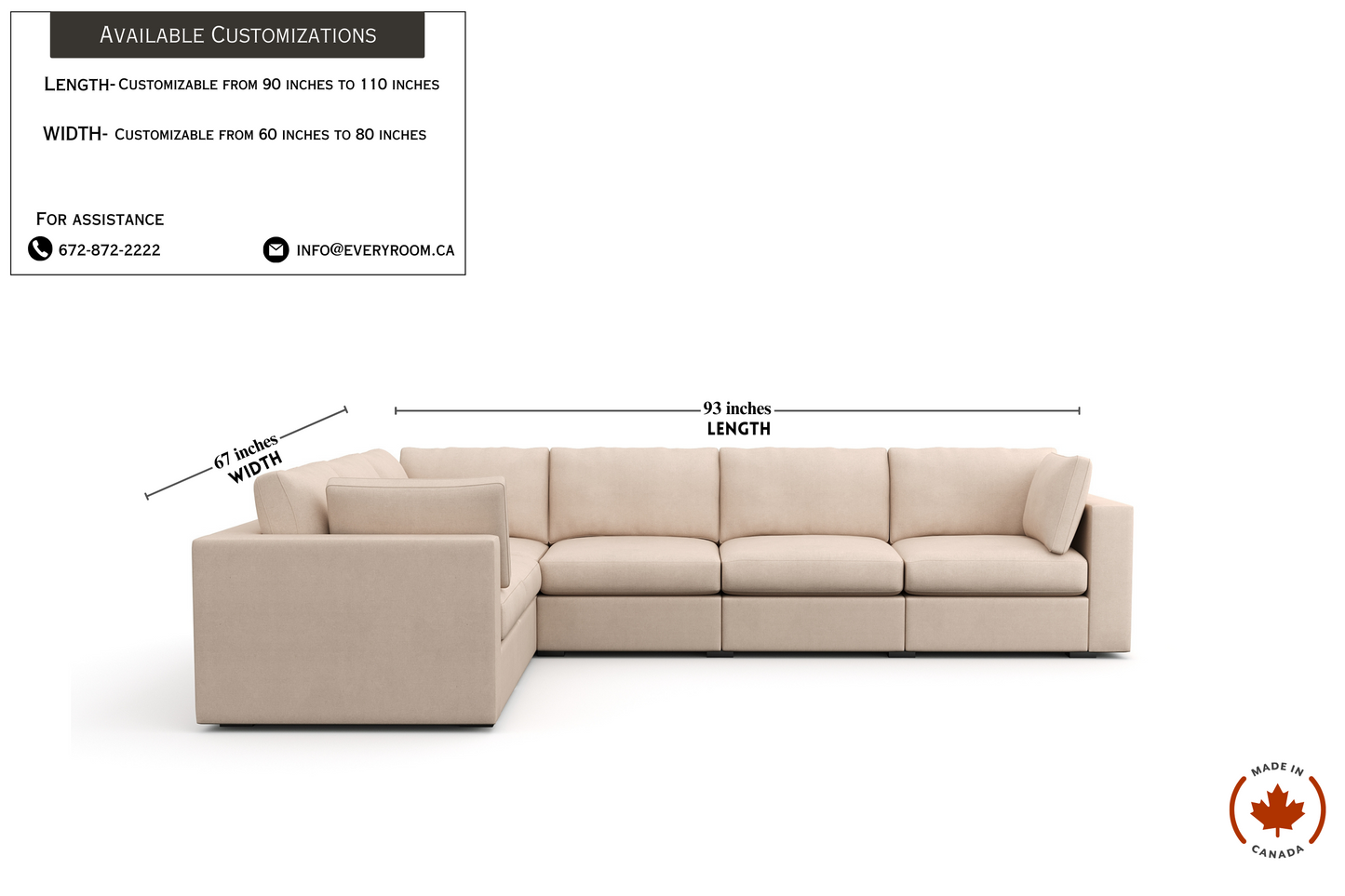 Bennet Amber Beige 5 Seat Corner Sectional